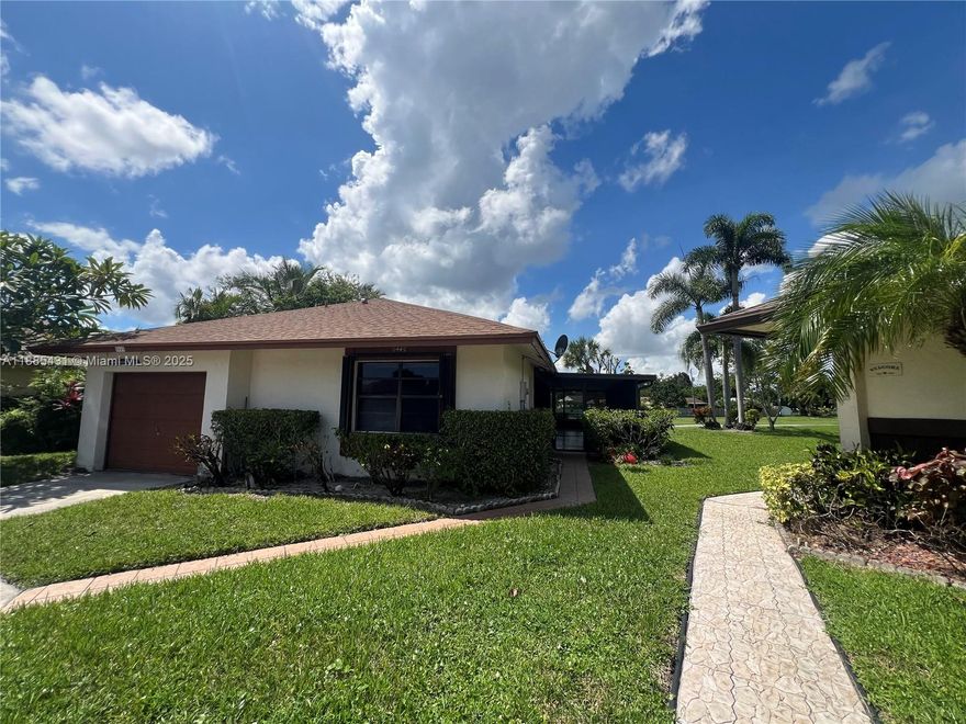 Welcome to this 2br/2bth home nestled on a quiet cul-de-sac in desirable, centrally located neighborhood in LOW HOA- Garden Hills. Featuring 1 car garage, charming property offers a perfect blend of comfort, convenience & outdoor living. Enjoy serene pond water view from your expansive wrap-around screened patio, w/brand new screens. Update your way if desired. Spacious living & dining room combo. Split bedroom layout offers privacy and laundry is conveniently located in garage.
Home is a single-family home, however on tax records it is listed as-townhouse. Only 1 story-some would say detached villa. Property has a canal & pond-views from screened patio w/public sidewalk around pond. Please see tax records or picture for more understanding. All sizes & info approx to be verified by buyer