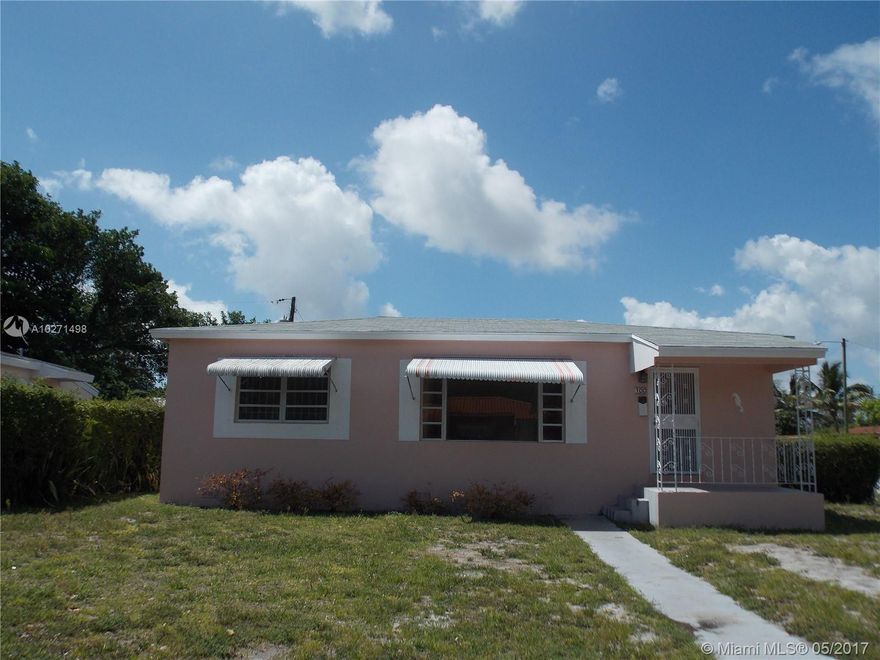 Three bedroom One bathroom One story single family home at the corner of a quite neighborhood, near 826 Expressway, 163 Street shopping malls, miles away from State park and the beaches.3 year old A/C, newly tented for termites with warranty. Affordable price for first time buyers. Don't pay rent, own it for less.