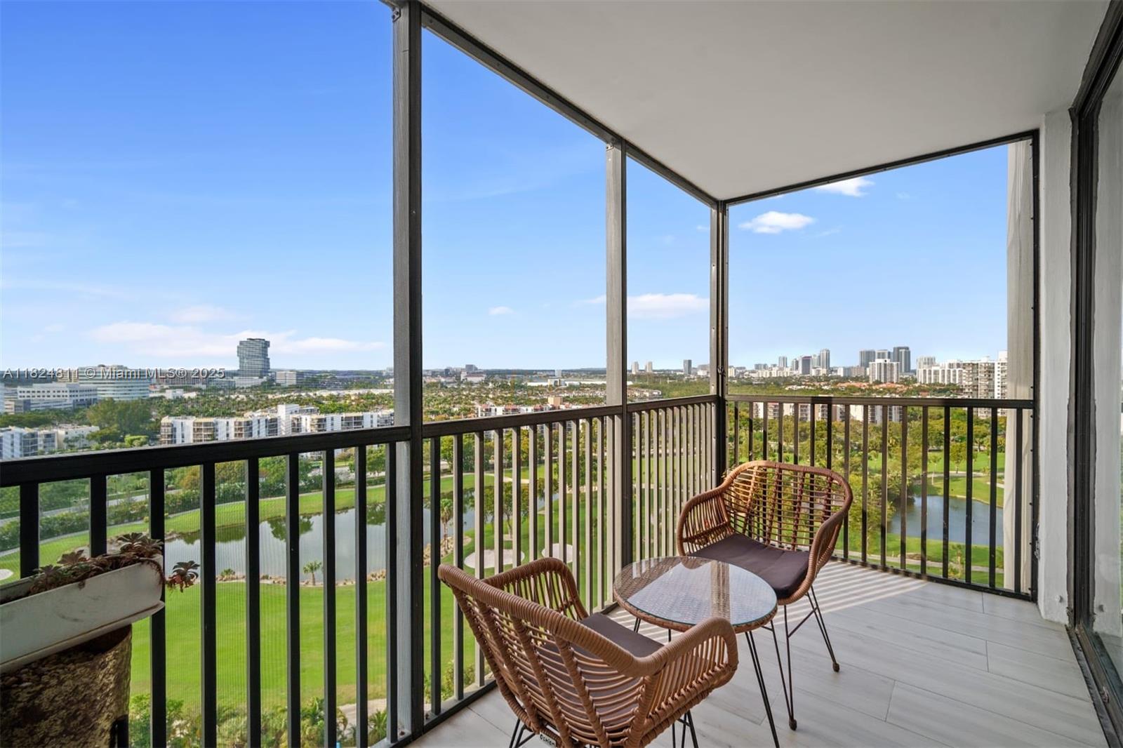 Tastefully renovated 2BD/2BA condo in the heart of Aventura with stunning views of the Turnberry golf course, ocean, and city skyline. This bright and spacious residence features modern finishes throughout and a functional split floor plan. Enjoy full-service living with 24-hour security, gym, heated pool, water, cable & internet included. Prime location—just minutes to Aventura Mall, top-rated restaurants, beaches, and more. A must-see!