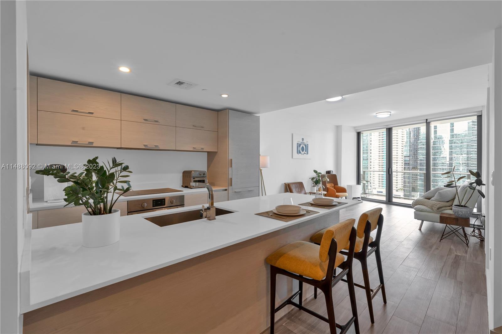 Pack your suitcase and stay at this gorgeous turnkey 1-bedroom, 1-bathroom plus den, at the luxurious SLS Brickell Residences. Oversized balcony that overlooks the beautiful city skyline & bay views. The unit comes with a king size bed, top of the line appliances, and an office set in the den for those that work from home. Experience resort-style amenities (including rooftop pools with a bar area, cabanas, theater, fitness center, spa, business room, game room), 24/7 concierge & security, and live just steps away from restaurants, shops, and more.
SHORT-TERM RENTAL | option for month-to-month | $5000/m during high season months.
To schedule a showing please text listing agent, Maggie Shih.
*OWNER IS ALSO CONSIDERING SELLING THE UNIT. ASK FOR MORE INFO*
