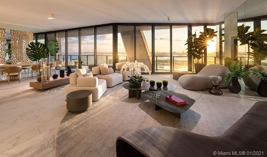 One Thousand Museum by Zaha Hadid is Miami's most prestigious new residential tower. It push's the limits of innovation and blurs the lines between art and architecture. The limited collection of museum quality homes offers an unprecedented level of service and amenities. This 4,876 SQFT residence features a flow-thru floor plan with unobstructed Biscayne views 4 bedrooms, 5.5 baths smart technology and custom closets and flooring. This residence was crafted by design powerhouse by Artefacto.