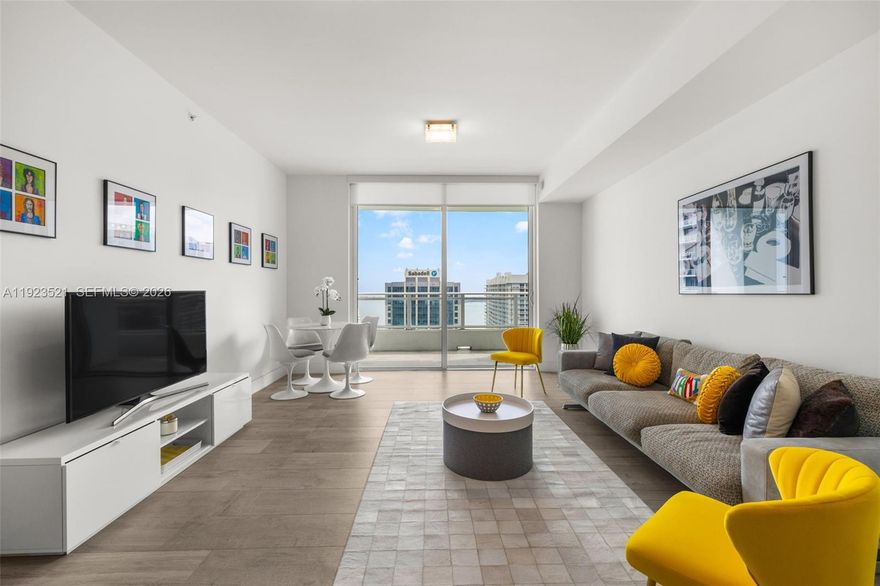 Experience luxury living at Unit 3602 in one of Brickell’s most sought-after buildings, The Bond on Brickell— thoughtfully upgraded 1BR/1.5BA offering stunning water views, floor-to-ceiling windows, and an oversized balcony accessible from every room. Upgrades include Spanish porcelain floors, electric blinds throughout, a custom-built primary closet, and a spa-like master bath with dual sinks and an oversized glass shower. Sleek open kitchen with Bosch stainless steel appliances. Impeccably maintained—never rented and barely lived in. In-unit W/D and one assigned parking space.

Resort-style amenities include a pool with cabanas, grills, hot tub, steam room, sauna, fitness center, business lounge, valet, and 24/7 security. The Bond offers strong rental demand, making this residence ideal for both investors and end-users. Prime Brickell location steps from Brickell City Centre, dining, shopping, and nightlife. Easy to show; call listing agent.