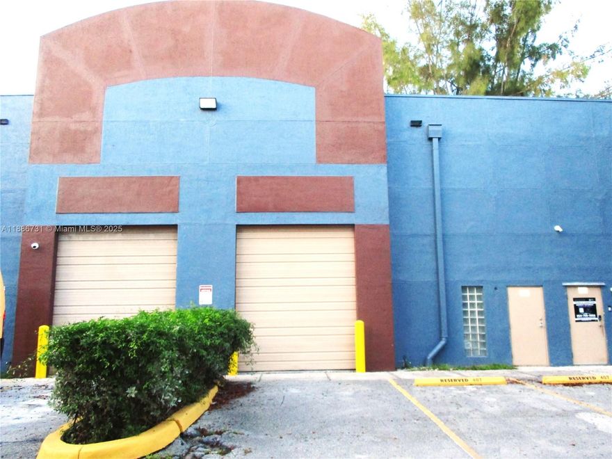 Great opportunity to own an industrial warehouse in a great location. Located on 441, centrally located on the border of Broward and Miami Dade County, this is a small, well maintained gated complex built in 2007. The warehouse has 1562 square feet under air and a large mezzanine level with concrete floors and a private office. The warehouse has central ac. The ceilings are 20' high and the overhead door measures 10X12. This is perfect for light manufacturing, assembly, storage, and/or distribution. Unit comes with 3 parking spaces. Low monthly maintenance that includes water.