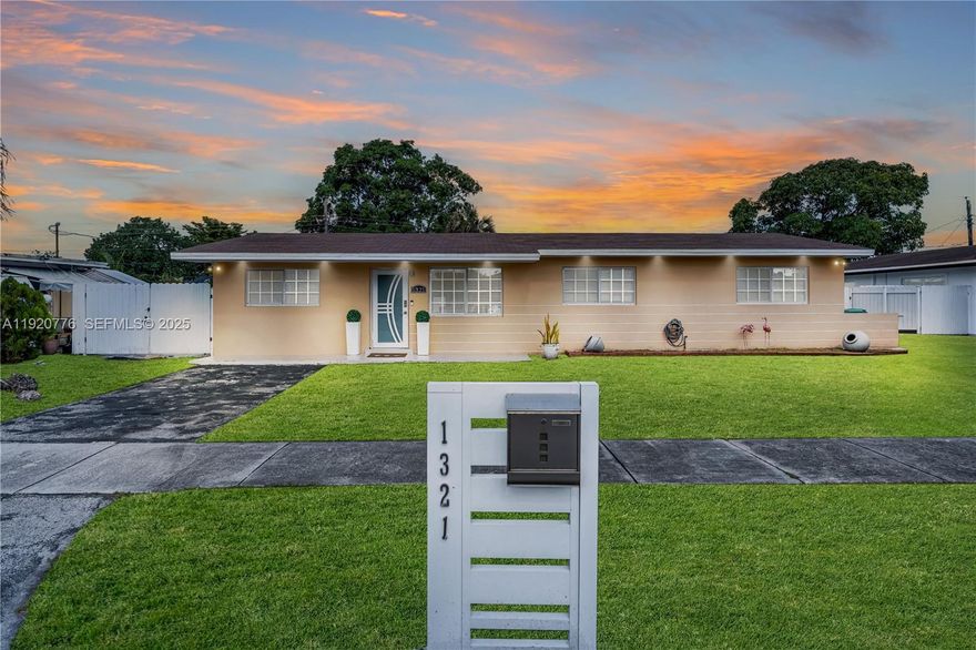 Beautiful 4-bedroom, 3-bathroom single family home without HOA. Offers the perfect blend of comfort and style.  Step outside to your private all fenced in backyard featuring a sparkling pool—ideal for relaxing or entertaining. Home offers lots of natural light, open concept updated kitchen with new SS appliances, modern porcelain tile and, updated bathrooms, recessed light fixtures, new roof 2022. Extra room provides the flexibility for storage, home office, gym. Property is located close to Hard Rock Stadium, expressways, beaches, malls and shopping area. Welcome home!