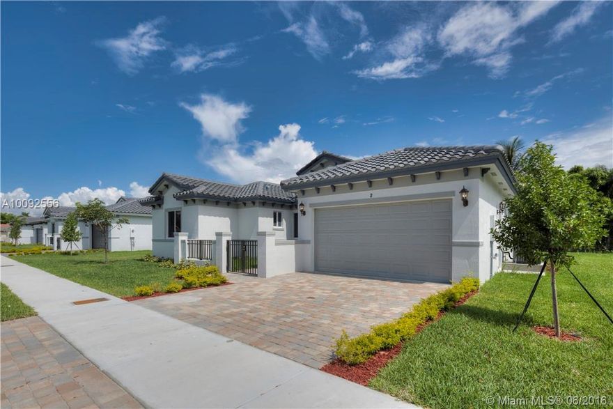 Gorgeous Brand New 4 bed 3-1/2 bath home w/ 2 car garage!  Open floor plan gourmet kitchen, complete w/ breakfast bar, granite counters, & SS appliances flow seamlessly into the light & bright great room w/ patio access. On the other side of kitchen a beautiful formal dining area w/ patio access. Spacious master suite boasts tray ceilings, 2 walk-in closets & private bath w/ dual sinks & soaking tub. Other features include high efficiency heating & central A/C system, impact windows & lofty 10’ ceilings.