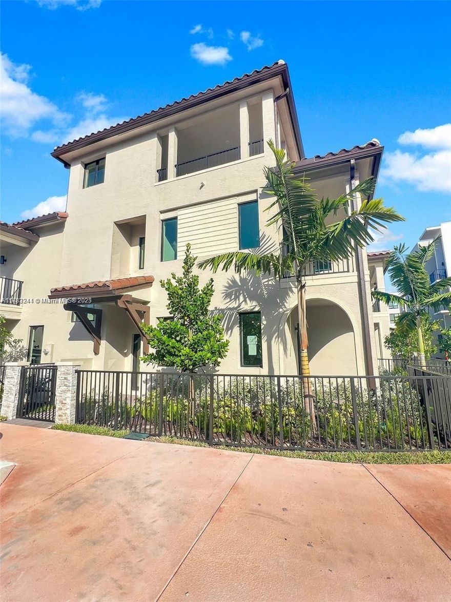 Welcome to this stunning 3-story townhouse in Downtown Doral! Built in 2023, it features 3 bedrooms, 3 full bathrooms, and 2 half baths. Enjoy an open layout, modern kitchen with stainless steel appliances, and a private terrace with panoramic views. Located in a resort-style community with access to top-rated schools, restaurants, shops, and major highways. Don’t miss this unique opportunity!