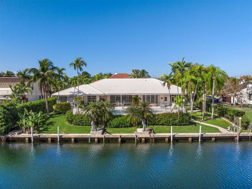 Coastal chic 4/3 custom built & impeccably maintained by original 1996 owners features 110' direct ocean access to Biscayne Bay on highly elevated lot on a peaceful cul de sac tree-lined street in guard-gated Gables by the Sea. Dbl door entry to naturally lit spacious floor plan with vaulted ceilings. Full-pocket French doors fully open to outdoor pool/patio oasis. Lt oak kit w/isle, snack bar, off nook + brkfst area w/gracious bay windows overlooking garden/pool/waterway. Eastern exposure & screened sun room for cool afternoon shade. Spacious primary w/spa tub, walk-in shower, dual closets, dressing rm/vanity. Circ paved driveway, 2 car gar. Premier comm w/A+ schools, park. 2019 roof/gutters, 2022 saline pool/new pool cool deck, 2021/2013 Rheem AC’s. Ready for new owner cosmetic updates