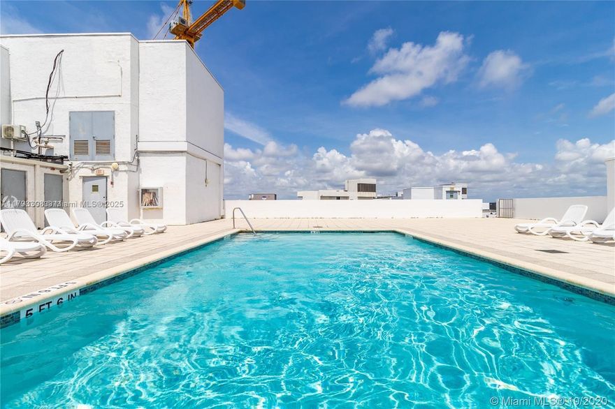 Beautiful boutique building located only two blocks from the beach in Miami Beach. Huge Studio with 1 large walk-in closet. The unit will be sold partially furnished. 1 assigned parking space and rooftop pool. Just 20 minutes from the airport, 15 minutes from downtown, and 7 minutes from South Beach. Close to Publix, Walgreens, restaurants, and bars. The unit cannot be rented for 2 years after purchase, but the tenant is occupied with a lease from January 2025 to December 2025. Security cameras are located on every floor and in the elevators. This is a great place to call home!