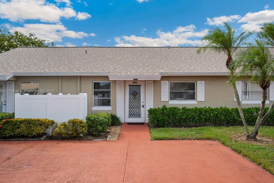 This beautifully updated 2-bedroom, 2-bathroom villa is a true gem located in a highly sought-after 55+ living community in Boca Raton. Step inside to find a completely renovated space with modern finishes, from sleek flooring and updated fixtures throughout. Fully Furnished, designer taste. The open-concept living and dining areas create a welcoming atmosphere for entertaining, while the updated kitchen. The master suite is a serene retreat with an en-suite bathroom, and the guest bedroom is perfect for visitors. Cover porch perfect for retreat or home office. Both bathrooms have been tastefully updated with modern touches. $167.64 monthly roof assessment