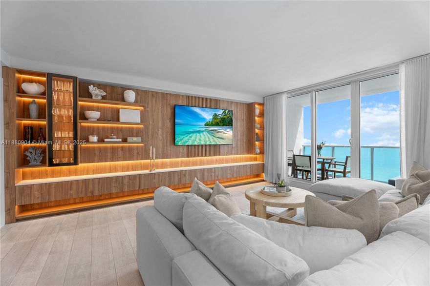 Discover this expansive and luxurious oceanfront residence, created by combining two units. This home has been completely remodeled, featuring an open kitchen with top-of-the-line appliances, Italian cabinetry, and white quartz countertops. The residence boasts continuous tile flooring, built-in closets, spacious rooms, and brand-new doors and baseboards. Located in the heart of South Beach, the Roney Palace is surrounded by world-class dining and shopping and is just a short walk from Lincoln Road. Owners have access to all three pools, the poolside bar, and all of the 1 Hotel amenities and restaurants. The building allows for rentals up to 12 times a year with a 30-day minimum stay