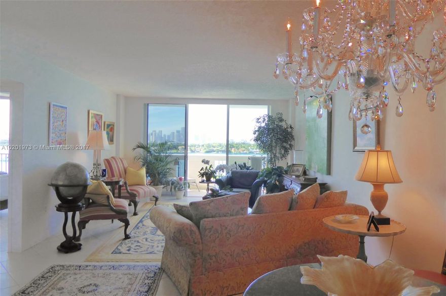 Breathtaking panoramic views day & night are the focal point of this unit.  With floor-to-ceiling glass doors in the living room and bedroom, you will be mesmerized while overlooking Biscayne Bay, Star Island, the cruise ships & the downtown skyline. Spacious floor plan with a balcony. Tastefully renovated unit. Tile flooring throughout. The condo features an open air lobby, a large bay front pool deck, gym, convenience store & more. Parking, cable and internet included. Pets & rentals are allowed.