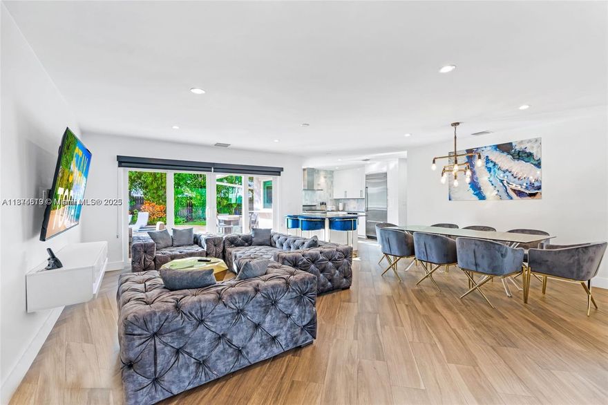 A tropical oasis, perfectly located just minutes away from the beach. This 4 bed & 3 bath, spacious single family home is made for effortless entertaining and serene relaxation. Featuring a chef-inspired kitchen, with stainless steel appliances and a gas stove. The kitchen and living area flow seamlessly to the backyard through wide windows, perfect for events and bbq’s. Thoughtful touches all throughout including walk-in closets, spacious laundry room, 2-car garage, modern bathrooms and a front + back patio. Step outside to a vibrant backyard with luscious landscaping and heated-pool. The home also features an updated roof (2016), new electrical heated pool pump & hurricane impact windows/doors. Perfect for personal use or investment!