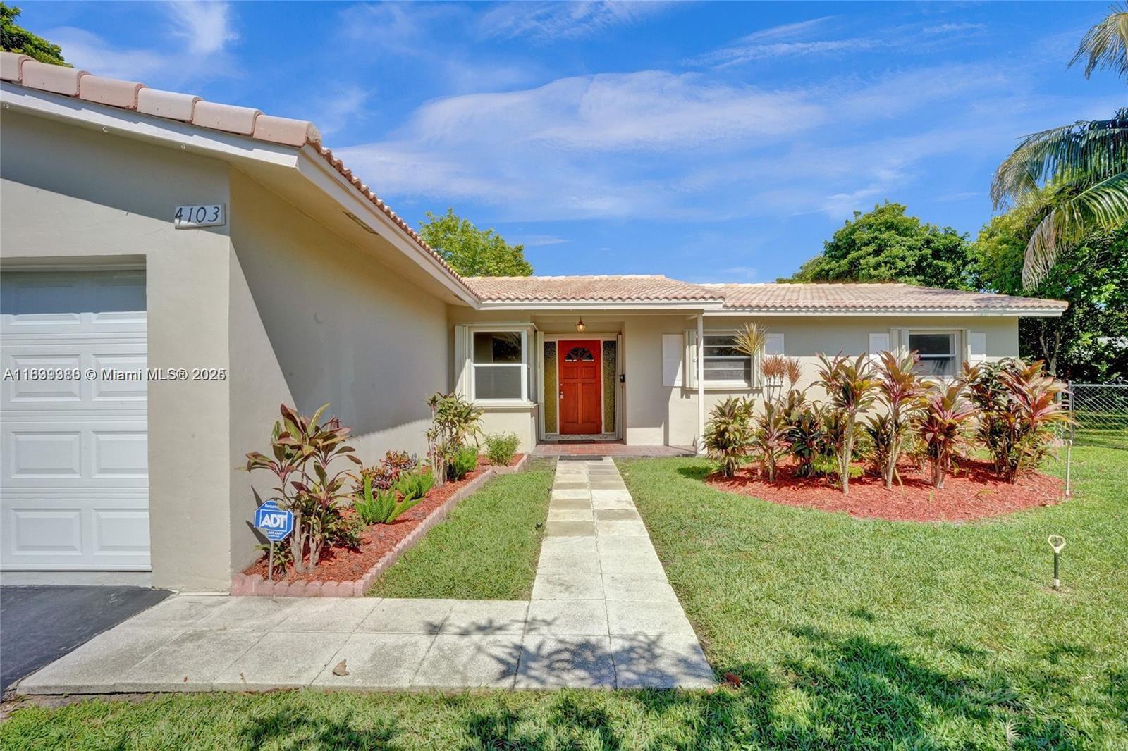 Welcome to your tropical oasis! Partial furniture, 4 bed 2 bath offers a spacious outdoor area with an inviting pool, a comfortable layout and stylish upgrades throughout. Features include a formal living and dining area, New Quartz counter Kitchen and New luxury vinyl floors throughout. Covered and Tiled Patio with a nice pool and a large backyard, Accordion shutters , A/C & Water heather, /2019 newer electric panel, Bathrooms updated, Two Car Garage parking! spacious yard is loaded with fruit trees that provide beautiful shade! At 15 min distance to the beach, close to 95 Sawgrass Highway and Turnpike, supermarkets, restaurants, Schools, shopping, and entertainment. A perfect family home, full of convenient features comfortable & Location.Property will be available September 1st.