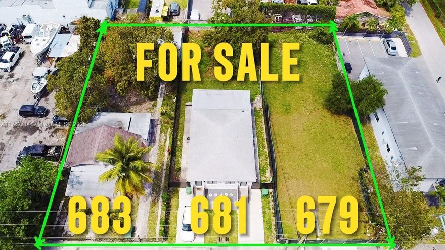 Rare 3-Lot Assemblage – 21,600 SQFT Total – Prime Commercial Opportunity in Miami’s D1 Zoning Exceptional development opportunity featuring a three-parcel assemblage totaling 21,600 SQFT in Miami’s sought-after D1 (Workplace) zoning district. Currently offered: 681 & 679 NW 30th St – Totaling 21,600 SQFT  Zoning allows for light industrial, office, warehouse, and creative commercial uses. Located in a thriving commercial corridor with easy access to major highways, this site offers excellent visibility and strong long-term value. Whether for business expansion or new development, this is a rare opportunity to acquire prime land in a high-demand area.
Drive by today or contact the listing broker for more information. ALL OFFERS WILL BE CONSIDERED