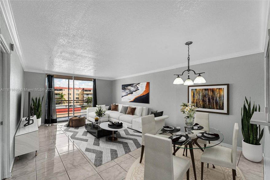 Great community & unit. This unit was just professionally painted and cleaned. Updated kitchen and bathrooms.  Large kitchen has an eat-in area with a window. 1/2 bath for company. The large great room is all tiled and opens up to the balcony that is screened for your enjoyment. The bedroom is also large and has wood laminate flooring. It has a walk in closet and additional built in closet behind the sliding doors. NO popcorn ceiling. Crown molding throughout.Association is well managed by professional management, FULL RESERVES, NO ASSESSMENTS,completed the 40 year certification, low monthly maint. Pets are allowed and 2 vehicles, plenty of guest spaces. Association's credit score requirement is 650.Rapid approval. Great for 1031 exchanges and investors~ move in ready and rent right away!