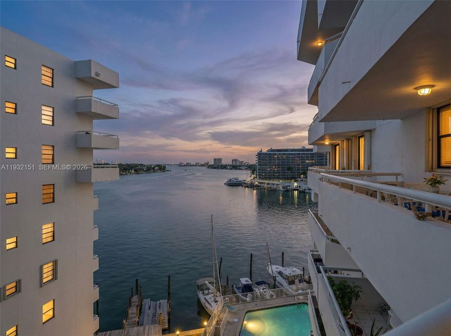 Seller motivated ... Price to sell! 

 Wake up to breathtaking water and skyline views from your private balcony, featuring stunning sunsets over the Bay, Downtown Miami, and iconic waterfront estates. This spacious 1-bedroom, 1.5-bath residence offers a functional layout with a walk-in closet, tile flooring throughout, and a large balcony ideal for relaxing or entertaining.

Located in a prime Mid-Beach location, just steps from the ocean, supermarkets, restaurants, shops, and houses of worship, with quick access to South Beach and Downtown Miami. Beach access just 2 blocks away!

The building has completed its 40-year recertification, and reserves are in place and meet lender requirements, offering added confidence for financing.

Well-maintained waterfront building with secured entry, security cameras, gated parking with one assigned space, and a bayfront pool deck. Boat slips available for rent (subject to availability).
An exceptional opportunity to enjoy the best of Miami Beach living. Schedule your showing today.