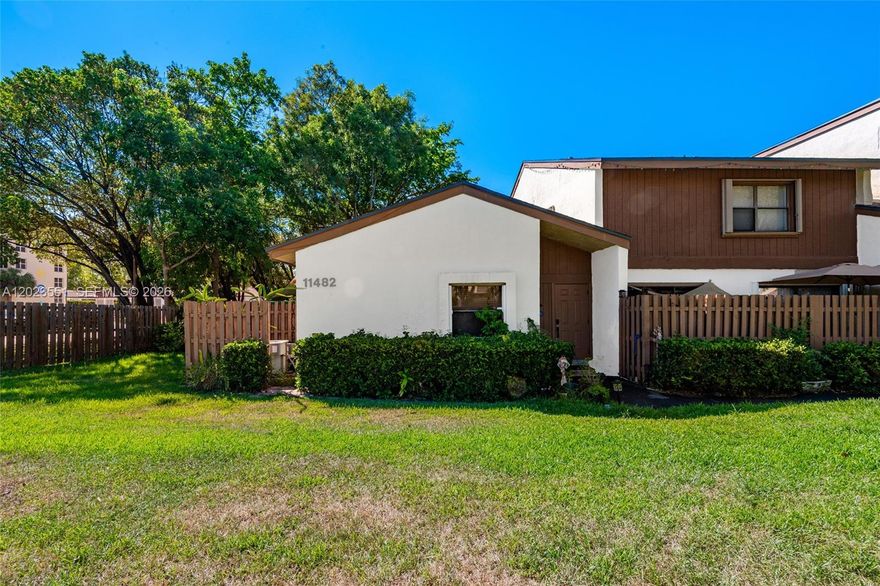 Spacious 3 bedroom, 2 bathroom single story townhome in Greenglades Condo at Sabal Chase in Kendall with a great location close to the Turnpike, SR 874, Miami Dade College, top rated schools, shopping, dining, Dadeland Mall, and The Falls. This home offers approximately 1,480 SF with high ceilings in the living and dining areas that give the space an open feel. The wall between the primary and second bedroom was removed to create a larger primary suite with extra space for an office, nursery, or sitting area. Wall can easily be put back to restore the original 3 bedroom layout. Features include a separate laundry/pantry room, two private patio areas, spacious living areas, plenty of natural light, and lots of green space throughout the community. Sabal Chase offers amazing amenities including pools, tennis and pickleball courts, clubhouse, billiards room, and on site management. Great opportunity in a well established community.