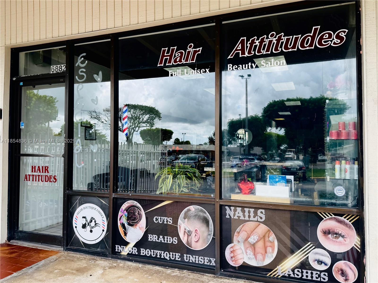 Excellent opportunity to acquire a fully equipped cosmetology salon in a high-demand area of Hialeah/Miami Lakes. This unit is located in a prime commercial location with high visibility and foot traffic. The business is being sold fully furnished and ready for immediate operation. Property Highlights: Rare and affordable monthly rent, Business license included in sale, location in a busy commercial area, Fully furnished and operational salon, Ideal for beauty professionals or investors and Ready to service clients immediately. This is a great chance to step into a fully licensed, established beauty business with low overhead in a high-demand market. Schedule your private showing today!