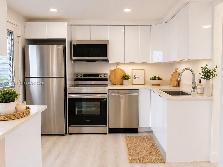 Enjoy breathtaking water views in this beautifully remodeled 1-bedroom, 1-bath condo located in the heart of Aventura. Featuring an open balcony overlooking the bay, this light-filled home offers serene views throughout and a modern, comfortable living space. The unit has been completely updated with new flooring, brand-new appliances, a stylish kitchen with updated counters and cabinets, and a refreshed bathroom with a vanity and bathtub/shower combination. Additional features include spacious walk-in closets, extra storage, and hurricane shutters for peace of mind.
Resort-style living awaits with 5 pools, a fitness center, sauna, library, card and party rooms, plus billiards, all within a secure, gated 24/7 community. Conveniently located near top shopping, dining, and Aventura Mall. 55+ community. Vacant and easy to show.