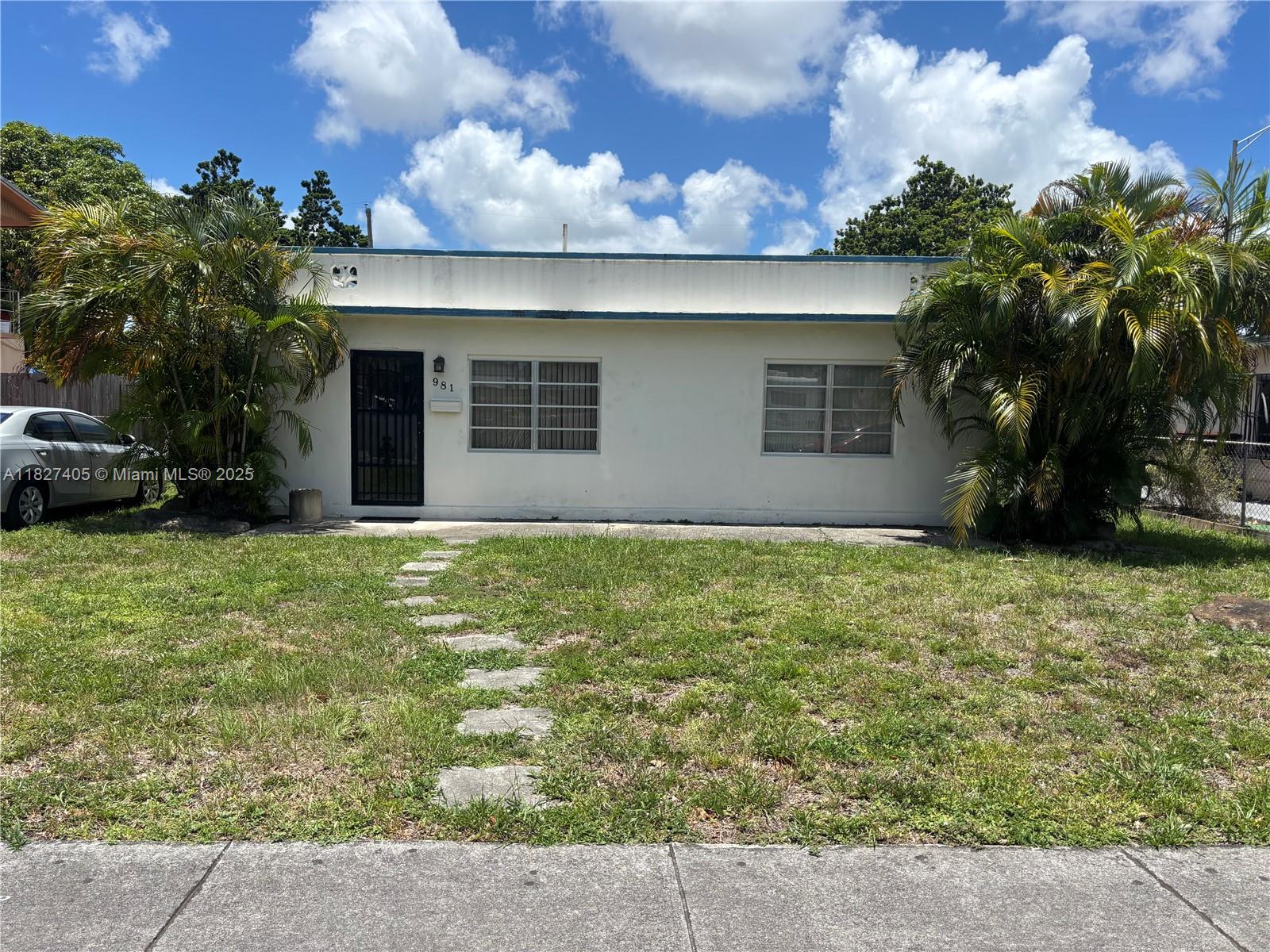 Great property in East Hialeah. House has 2 bedrooms & 1 bathroom. House meticulously maintained. All appliances like washer, dryer & kitchen appliances are clean and working. Large backyard with potential to build further on home and pool . Shed in backyard. Great property to renovate with enough space to build on. Roof in concrete slab.