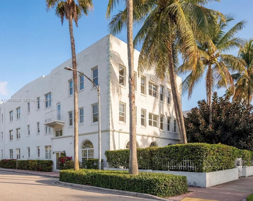 Live in the heart of South Beach in this charming 2-bedroom, 2-bath corner unit just steps from the ocean. Located in a beautifully maintained Art Deco building, this light-filled residence features an open kitchen with stainless steel appliances, spacious living and dining areas, and a split-bedroom layout for added privacy. Large windows bring in abundant natural light, highlighting the high ceilings and original character.

The building offers secured entry, laundry facilities, and a prime Flamingo/Lummus location — just minutes to the beach, parks, cafés, restaurants, and all the best of Miami Beach living.

Perfect as a primary home, vacation getaway, or investment property.