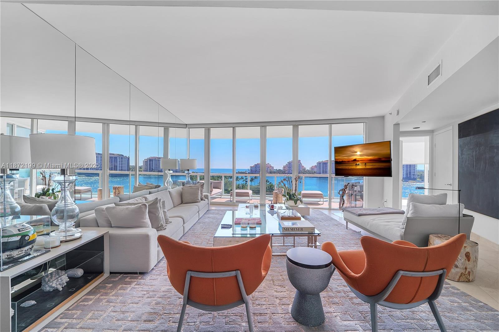 Spectacular waterfront 3 bedroom 3 bath flow-through residence at the exclusive & luxurious Murano at Portofino in the world renowned South of Fifth neighborhood in South Beach. Stunning direct views of the Biscayne Bay, Fisher Island & Government Cut to watch the yachts & cruise ships sail right by the residence. Expansive outdoor terrace with access from every room to take in the paradise views & enjoy the beautiful sunsets every evening. Spacious floor plan with an expansive living room, formal dining & large kitchen. Master bedroom with direct water views, walk-in closets & beautiful bathroom with a separate shower & jacuzzi tub. Private elevator foyer. 5-Star building & amenities including on-site restaurant/bar, pool, 5 star gym. UNFURNISHED. 48 HOUR NOTICE M-F. NO WEEKEND SHOWINGS.