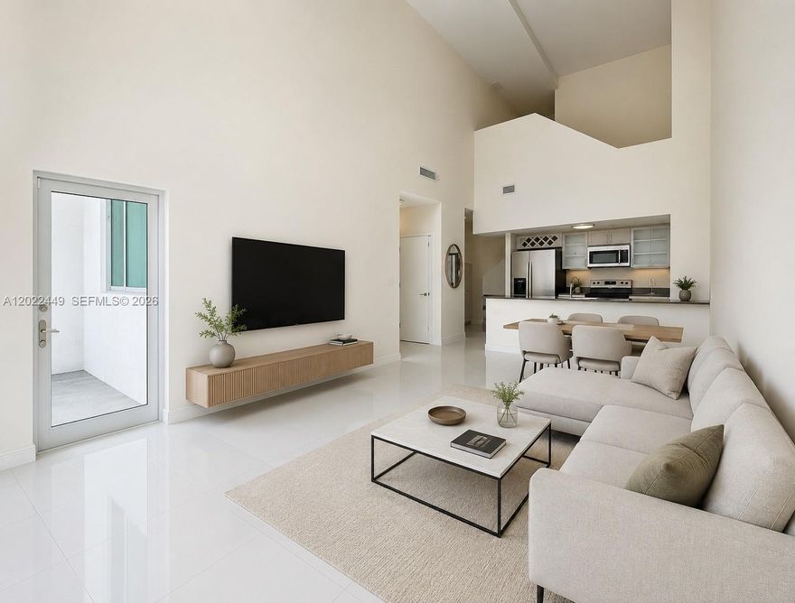 Rare 2-story townhouse offering 1,699 sq ft of flexible living space in a prime Miami River location. Features 2 bedrooms, 2 Bathrooms plus an enclosed room and an spacious upstairs den that can be function as a 4th Bedroom, office or media room. Enjoy soaring 22-ft cathedral ceilings, abundant natural light and an open layout.  Private front yard with rose garden. Includes 2 assigned parking spaces plus washer and dryer. Resort style amenities include oversized pool, BBQ Stations, Jacuzzi, gym, Business Center and More. 
Located minutes to Miami Health District. Short distance to Brickell, Downtown Miami, Edgewater and Miami Airport. Live, work and play in the best part of Miami with a very low commute time. Townhome is rented at $3,500 til February 2026