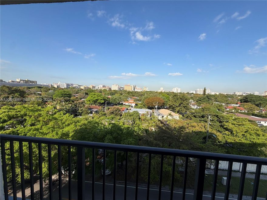 Boutique Building! Larger 1 bedroom and 1 bath, breathtaking views of Coral Gables- available immediately. Two private balconies with views of Coral Gables. Abundance of natural lights, large open layout. Top grade finishes, unit featuring granite counter tops, stainless steel appliances, marble tile master bathroom, washer/dryer inside unit. Fast approval. Pet friendly. Gated key entry. Gym on 7th floor. 1 Assigned covered Garage parking. Water, trash and sewer included. Maintenance personnel onsite. Easy to show and rapid approval.