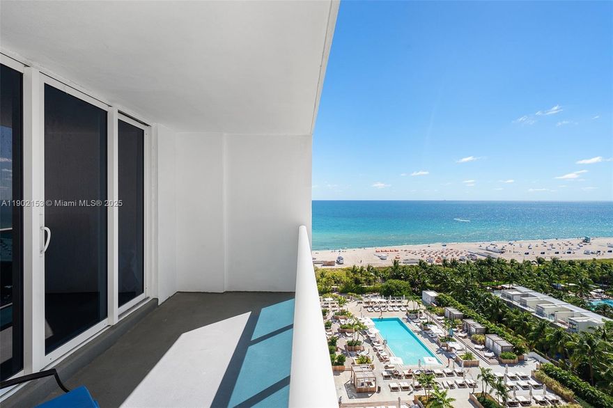 Stunning ocean and beach views from this 15th-floor residence at the iconic Roney Palace. One of the largest 1-bedroom floor plans, this 1BR/1.5BA spans nearly 1,000 SF and features an open living area, spacious primary suite with walk-in closet, and a private ocean-facing balcony. 30-day minimum rentals make it an ideal seasonal or investment opportunity. Enjoy world-class amenities shared with 1 Hotel South Beach—three oceanfront pools, rooftop restaurant/bar, spa, Anatomy fitness center and more.