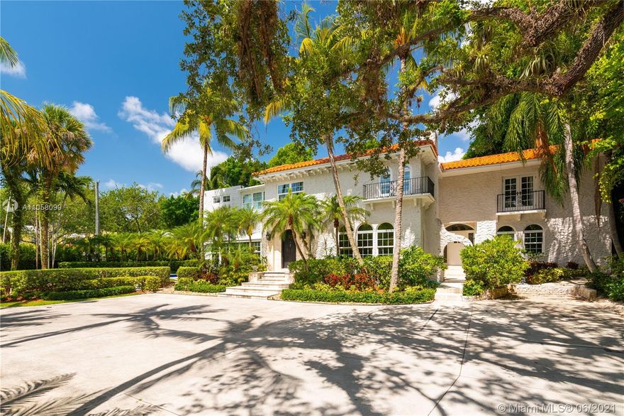 Gated estate located in the heart of prestigious South Coconut Grove is timeless, stunning and regal. Situated on a 16,000’+ lot, the exterior maintains an old-world elegance while the gorgeous updates inside the home are executed to perfection. The luxurious eat-in kitchen/family room is the heart of the home and will be the location of memory-making with family and friends for years to come.  A gorgeous pool overlooks an outstanding logia/summer kitchen that will be command central for outdoor entertaining. The home theatre will be the star of the show on movie nights. All rooms are oversized and inviting and wood floors, two fireplaces, and detailed moldings add the perfect amount of charm.  There are impact windows, a whole house generator, and ample parking. A Very Special Home.