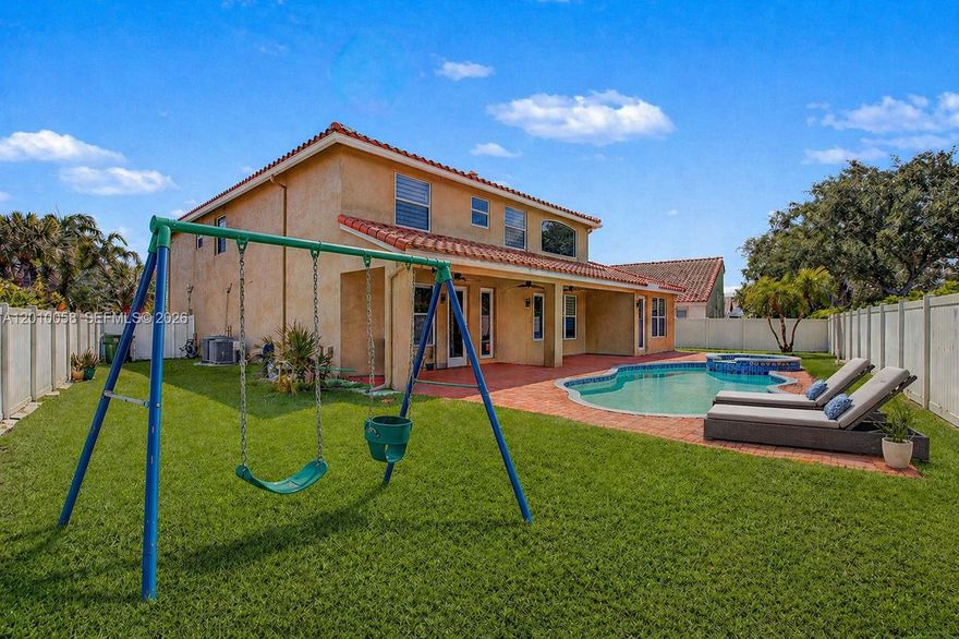 Beautifully updated 6-bedroom pool home with a rare double primary suite layout in one of West Pembroke Pines’ most desirable gated communities. This spacious home offers over 3,500 square feet with a first-floor primary suite, soaring living areas, versatile loft, and room for multigenerational living, guests, or a home office setup. Major recent upgrades include a brand-new 2025 roof, new A/C units, impact windows and doors, water heater, updated flooring, and modern quartz kitchen with oversized island and walk-in pantry. The private backyard features a pool and covered patio ideal for entertaining and South Florida outdoor living. Located near top-rated schools, parks, shopping, and commuter routes, this home combines space, functionality, and peace of mind with big-ticket upgrades already completed.