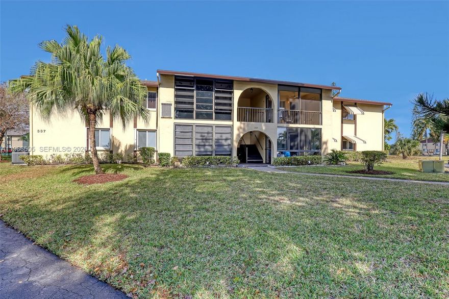 Welcome to this 55+ community with all the amenities, conveniently located near the Palm Beach International Airport. This 2-bedroom, 1 bath condo has an updated bathroom with granite kitchen countertops, is fully furnished, in move-in condition. Your parking spot is located directly in front of your condo entrance, and your building is conveniently located in close proximity to the Clubhouse. Pine Ridge III is an active community with shuffleboard, pickleball, tennis, vehicle car wash, and an oversized heated pool. The Clubhouse is used by the Women's Club and Men's Club for gatherings, meetings and occasional weekend BBQ's, while also serving the community with a library.