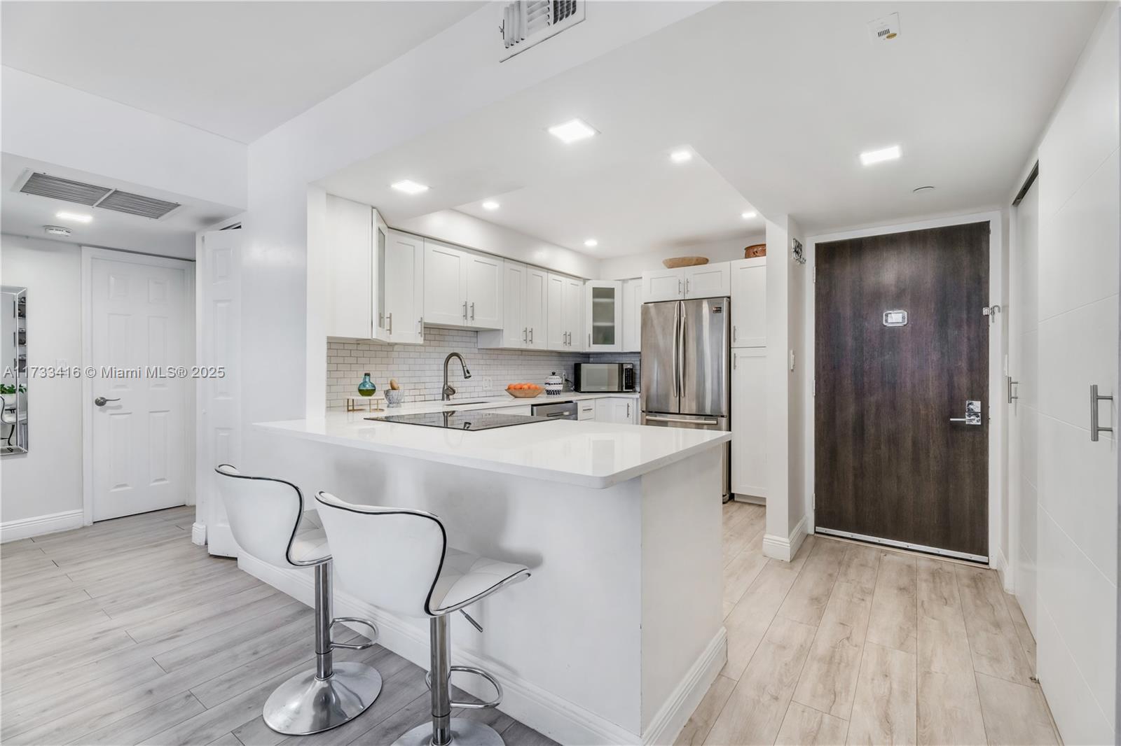Welcome to this impeccably renovated corner residence offering 2 bedrooms and 2 bathrooms, ideally situated in the heart of Aventura with picturesque views of the golf course. This spacious and elegantly updated home features a thoughtfully designed split floor plan, modern kitchen with stainless steel appliances, and contemporary wood-look porcelain flooring throughout. Both bathrooms have been tastefully remodeled with high-end finishes, and the private terrace provides a tranquil setting to enjoy the lush surroundings. Residents of this well-maintained building enjoy a full suite of amenities, including a resort-style pool, fitness center, and spa. Conveniently located near premier shopping, dining, and entertainment, with easy access to major highways and airports.