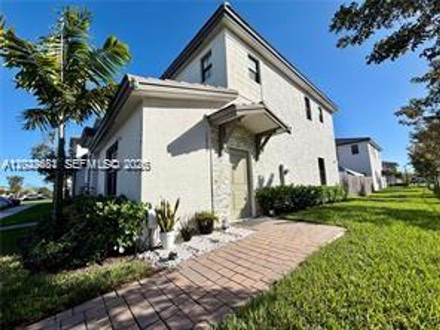 (1079) Beautiful corner-unit 3-bedroom, 3-bath townhouse featuring a clean, modern interior with no carpet throughout. This well-maintained home includes a washer and dryer, security camera system, and a custom built-in indoor dog house conveniently tucked under the stairs. Additional highlights include a covered awning and a storage shed in the back. Spacious, functional, and move-in ready—offering added privacy, comfort, and thoughtful design throughout.