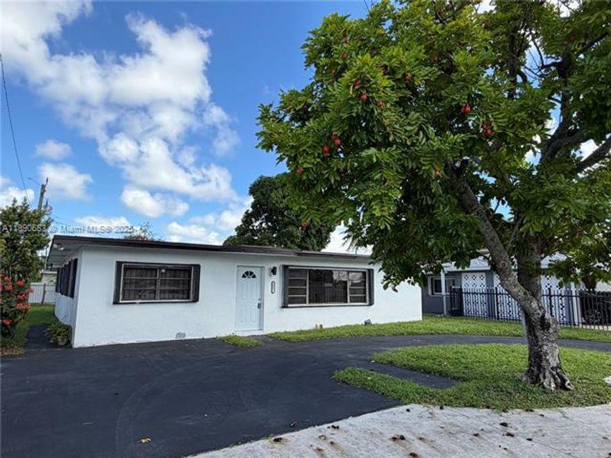 Beautifully renovated and spacious 3-bedroom, 2-bath home in Miami Gardens. Featuring upgraded flooring, a modern kitchen with quartz countertops, stainless steel appliances, and an expansive living room perfect for entertaining. Enjoy a large laundry room with washer/dryer and ample storage. The home offers a circular driveway for convenience and a huge backyard ideal for gatherings or future projects. Move-in ready with stylish finishes and plenty of space to call home!