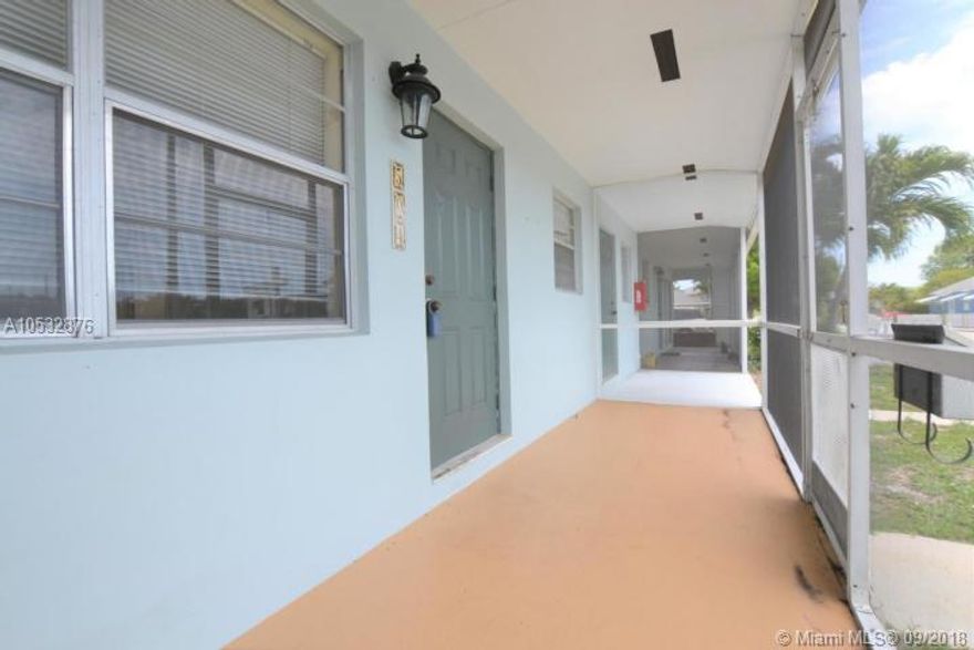 Comfortable and quiet 1/1 in great location. Water included. Tiled Throughout, Central air and heat. Large 8' X 7' walk-in closet. 19' x 6' Screened patio. Tons of Ambient light throughout the unit. Coin operated washer and dryer on site. This unit will not last at this price.