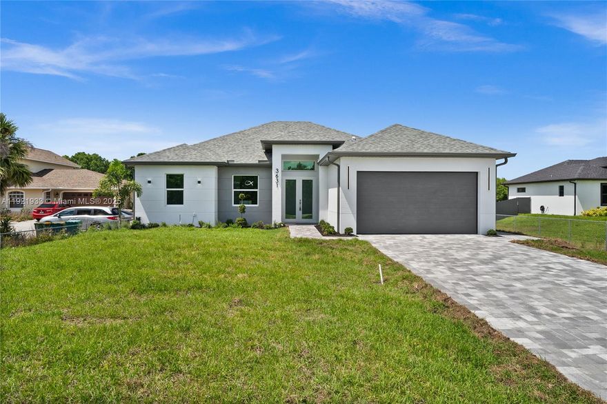 BRAND-NEW HOME on a 1.14-acre 100% upland lot, with 1,774 sq. ft. A/C living area and 2,950 sq. ft. under roof. Constructed residence 2025.It features 4 bedrooms and 3 full bathrooms,the kitchen with quartz countertops,waterfall island,soft-close cabinets,and high-end stainless steel appliances. There are custom built-in closets in every bedroom. The two-car garage boasts an epoxy finish.Includes a reverse osmosis water purification system.The kitchen,bathrooms,exterior paver floors,and spacious backyard highlight.You can building a pool or guest house; there is no HOA and no restrictions for pets.If you seek quality of life surrounded by nature,close to the beach,in a peaceful.Just minutes from the City of Ave Maria and Naples, restaurants, top schools, and beaches.HOME WARRANTY INCLUDED!