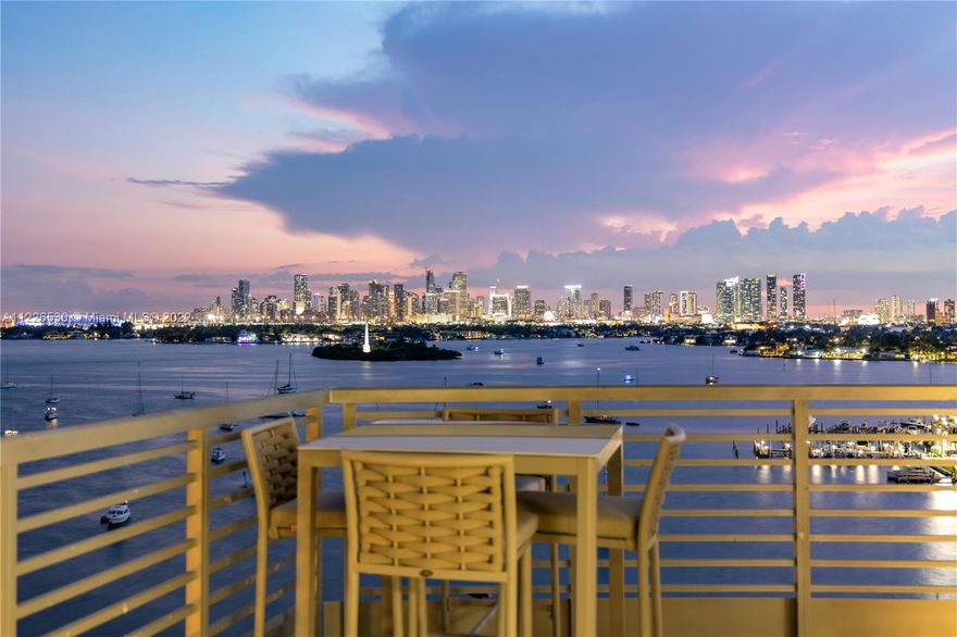 Experience South Beach boutique luxury living from this Lower Penthouse where breathtaking sunsets and views of the Miami skyline and Biscayne Bay are a backdrop in ALL ROOMS! This large, 3-bedroom residence is sited on the entire west side of Marina Grande tower of the Capri building, where residents enjoy 160-ft of western waterfrontage with a private marina. This beautiful unit features a corner living room with an onyx wet bar and a wraparound terrace, a modern gourmet kitchen with marble countertops, an oversized Primary suite enclosed with walls of glass, walk-in closet, 2 guest bedrooms, 4 different terraces, laundry room, 2 huge storage rooms, Saturnia floors throughout, and Savant smart control system. Capri is ideally located 2 blocks to Sunset Harbour and Lincoln Road.