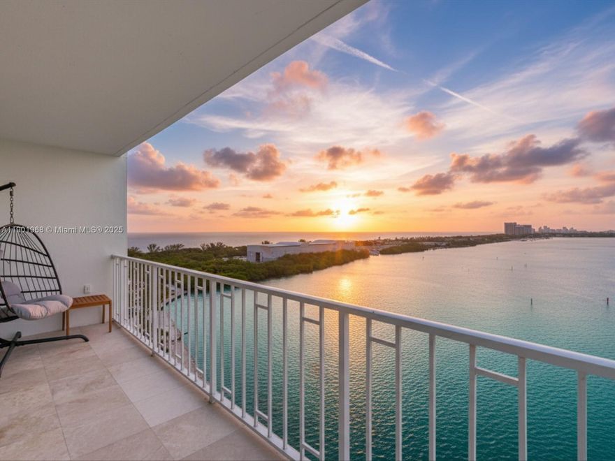 Completely renovated corner unit in The Arlen House with extraordinary panoramic ocean and bay views that stretch as far as the eye can see! This spacious 2-bedroom, 2-bath residence has been beautifully renovated with hurricane-impact windows and doors, elegant finishes, and an open, light-filled layout. Enjoy the ultimate indoor-outdoor lifestyle from the expansive wraparound balcony overlooking the Atlantic and Intracoastal. The Arlen House offers resort-style amenities including a marina accommodating yachts up to 70 ft (5 ft draft), dockage $30–$40/ft, first-come-first-serve, plus a pool, gym, valet, and 24-hour security. Unbeatable location across from the beach, close to shopping, dining, Bal Harbour, and Aventura Mall. Coastal living at its finest!