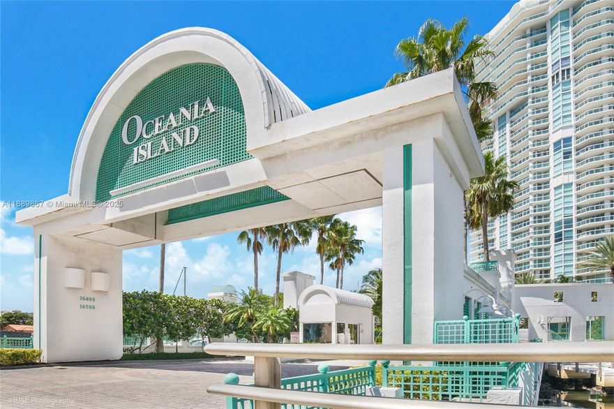 PROFESSIONAL PHOTOS COMING SOON!  Impressive views and great floor plan in this beautifully updated turnkey 3 bedroom 3 bath condo, located on private, secure Oceania Island. New impact glass windows and sliding doors.  Lobby and common area recently remodeled.  Enjoy Oceania's private, full service beach club which offers ocean front gym, health spa, ocean front dining, indoor basketball half court, tennis and so much more. Must see to appreciate all the extras including all new impact windows, stunning open island Italian kitchen with fabulous finishes. Huge wrap around balcony fantastic for entertaining and relaxing.
Marina and pool and/or beach cabanas currently available to unit owners for even more enjoyment.