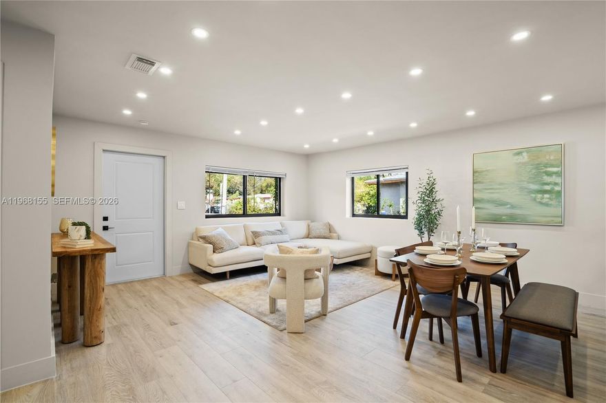 Completely renovated and move-in ready home featuring a brand-new roof and modern upgrades throughout. Designed for both comfort and functionality, this beautifully updated property offers bright living spaces and contemporary finishes. Step outside to a spacious backyard with plenty of room to build a pool and create your own outdoor oasis (see rendering). The flexible layout also offers potential for a private living area that could provide additional income or accommodate extended family. Buyer to verify all uses and improvements.