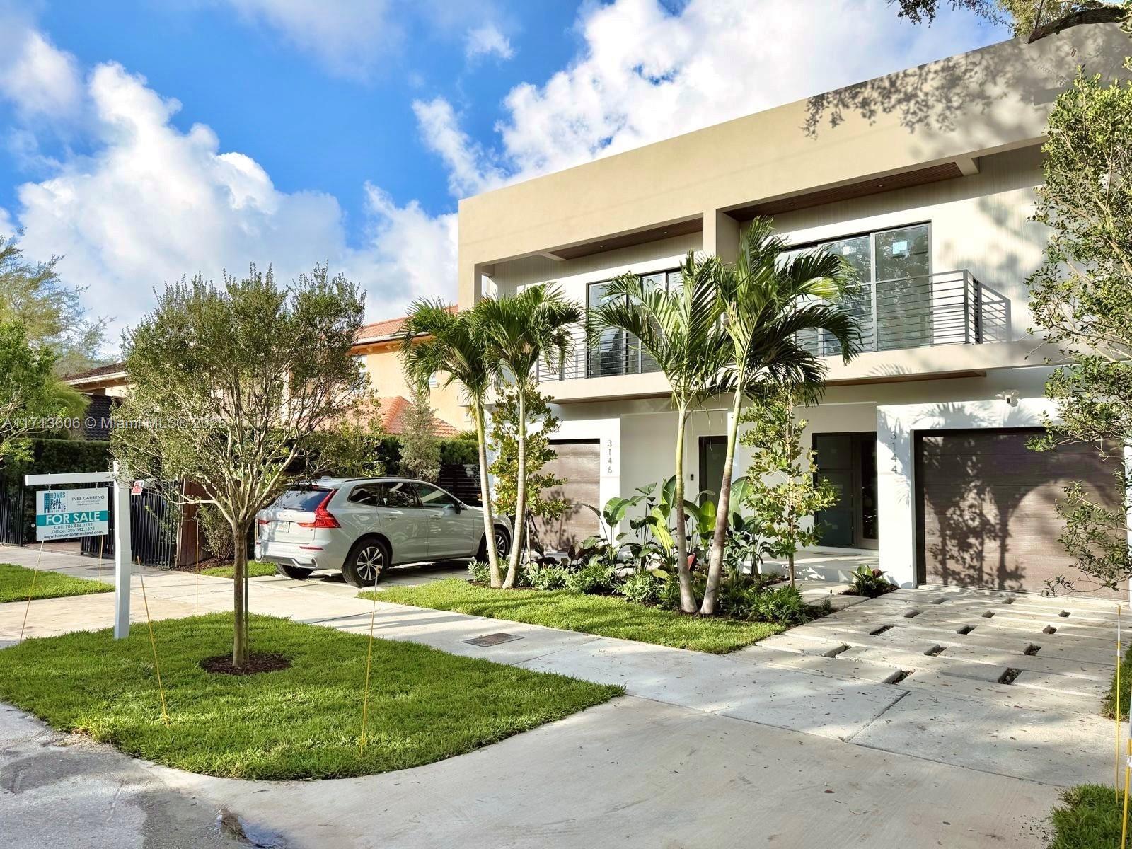 NEW CONSTRUCTION! Townhouse located in the heart of Coconut Grove, just steps away from world-class shopping, dining, and beautiful parks. Spanning three levels with a rooftop terrace, this contemporary residence offers the perfect blend of elegance and modern convenience. Smart-home 4 beds and 5 full baths, high celling, high-end finishes kitchen with beautiful counter top of quartz, private patio yard with pool, wide garage for 1 car spot. CO issues is in process.
