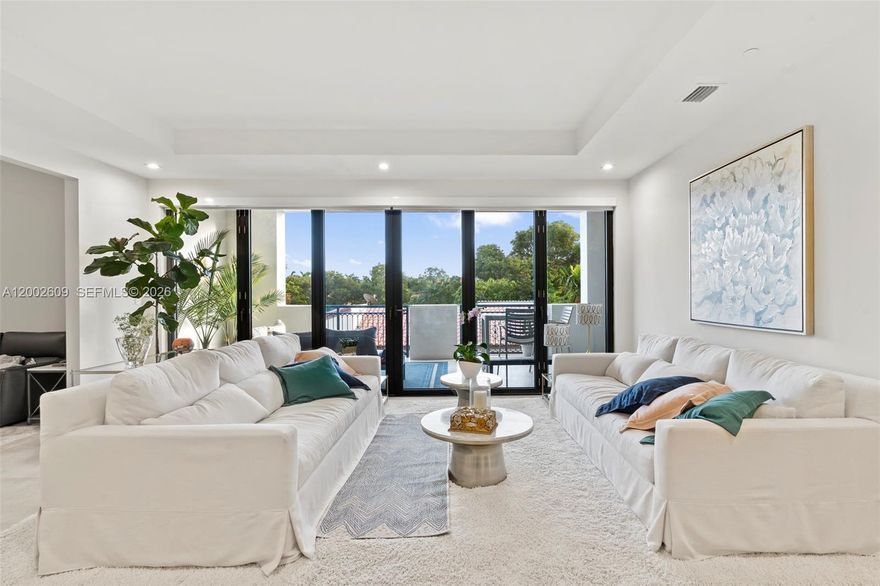 Biltmore Parc, an exclusive and elegant new small building, is superbly located next to downtown Coral Gables. The 2 bedroom unit + office offers an open floor plan with gleaming marble floor, high ceilings, huge terrace for dining “Al Fresco”, Nano doors, top of the line appliances and automatic window treatments. 2 covered parking spaces and pets are allowed( no more than 50lbs). Few blocks from Miracle Mile.