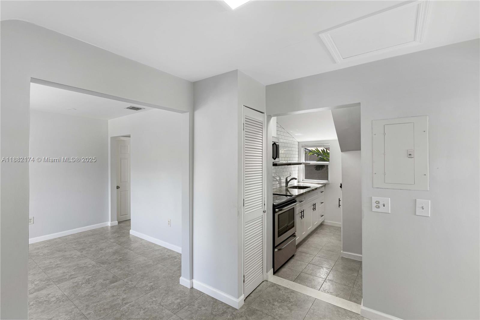 Bright and stylish 2nd-floor 1 Bedroom + Den / 1 Bathroom in a boutique fourplex just 2 blocks from Coral Way. This inviting residence offers a spacious layout with tile floors, refreshed bath, modern lighting, and custom built-ins. The versatile Den is perfect for a home office, guest room, or creative space. Enjoy the convenience of a private entrance, central A/C, water included, and one assigned parking space. Common laundry facilities available. Peaceful front corner location in a quiet building with only 4 residences. Walk to Coral Way cafés, Metrorail, and Vizcaya Museum & Gardens, with quick access to Brickell, Coconut Grove, and Downtown. Freshly updated and ready for immediate move-in. No pets.