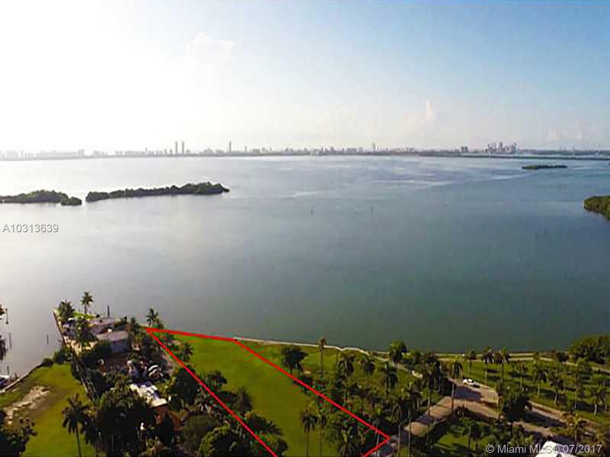 Beautiful Wide Bay Views! This very special piece of land is a boat lovers dream. This 36,266 sf corner lot has 160 ft of direct Biscayne Bay waterfront and is close to the Design District, the Arts District and Midtown. Architectural plans for a stunning 8,000+ modern home w/separate cabana, gym and outdoor kitchen by renown firm Choeff and Levy have been approved by HEPB. Permits are up to date. This is a wonderful opportunity to build your dream home on a rare oversized parcel of Miami waterfront.