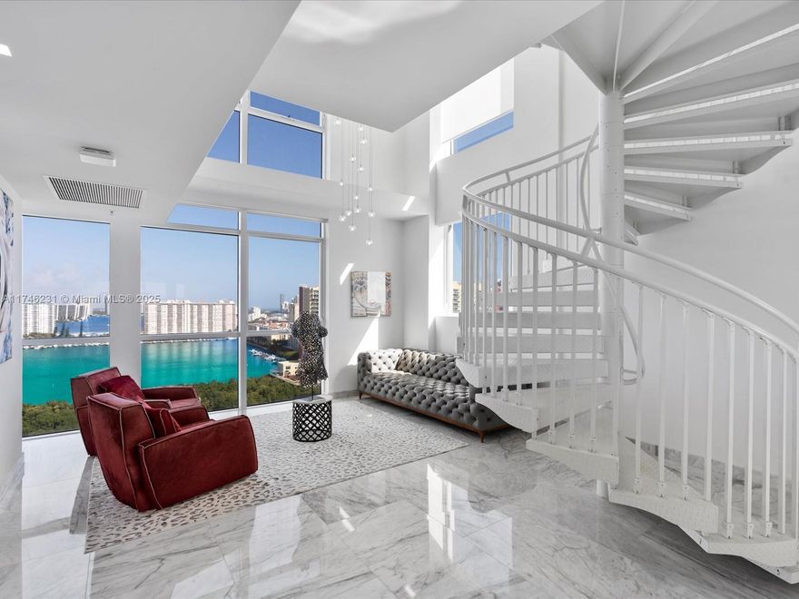 Experience penthouse living at its finest in this stunning corner residence, boasting 4 beds/4.5 baths and over 3,100 sq ft of sleek interior space. Towering 20 ft ceilings create a light-filled haven, while elegant marble floors and contemporary furnishings exude modern sophistication. The showstopper? A private, sprawling 1,400 sq ft rooftop terrace offering panoramic views beyond compare. Enjoy resort-style amenities, including tennis and pickleball courts, wet and dry marina, and an on-site restaurant—all just steps from the beach, shopping, and dining. Perfectly situated 5 minutes from Bal Harbour Shops and Aventura Mall, and only 20 minutes to both Miami and Ft. Lauderdale airports—this is luxury reimagined.