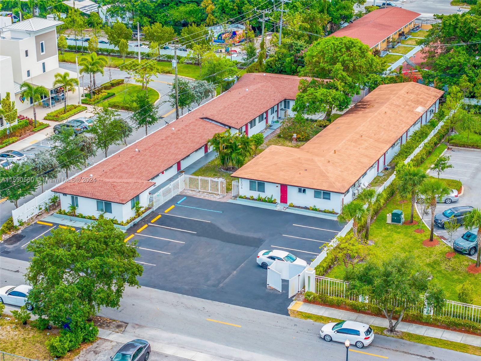 We are pleased to present 2206 Adams St, a turnkey 15-unit multifamily gem located just 2 minutes from Young Circle and downtown Hollywood. This fully renovated property includes one 3-bed/2-bath unit, five 1-bed/1-bath units, and nine spacious studio units, all featuring new flooring, modern kitchens, impact windows/doors, and stylish bathrooms. With central air, assigned parking, and individual electric meters, it ensures low expenses and maximum tenant convenience.
Currently fully occupied, the property generates nearly $300,000 annually, with potential for increased returns by adjusting rents to market rates. Situated on a 20,500 sqft lot with DH-2 zoning, the property allows for up to 35 units, offering immediate returns and significant future potential.