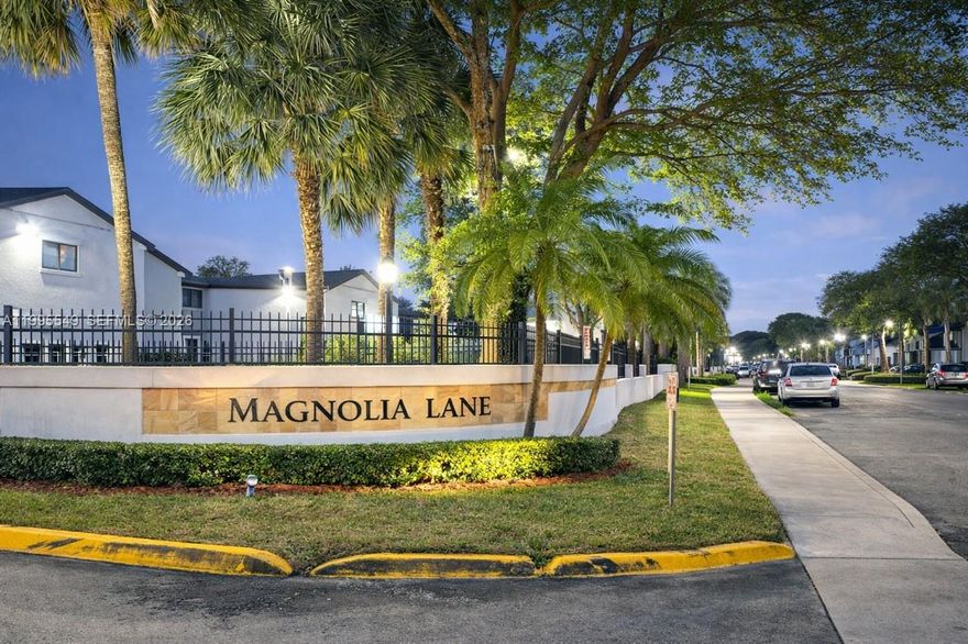 Beautiful unit at Magnolia Lane, on the first floor. Spacious bedrooms, updated kitchen. Currently rented, tenant will move out before or at closing. All appliances in good condition, community pool, laundry facility, 2 parking spaces.