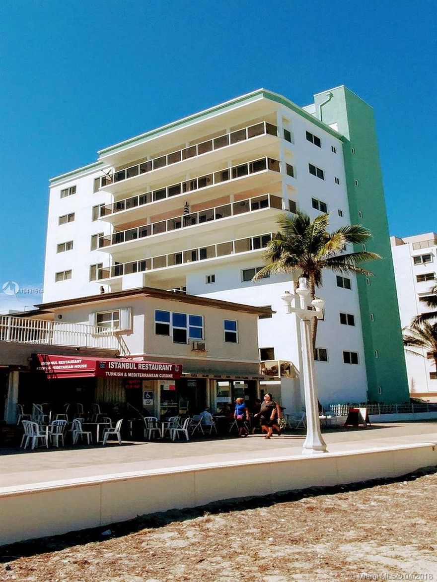 LARGEST apartment with the LOWEST condo fee, that you can rent right away in the very heart of Hollywood Broadwalk. W/D in the unit (very rare on the beach), hurricane/sound proof windows. Patio. Tons of storage. Assigned parking. Fully furnished with collectable Henry Link by Lexington (additional $20-$25K as a bonus). True ocean front boutique secure building of only 10 lucky owners. Exceptional location, chosen by world famous developers: enjoy music from live performances at Margaritaville and dim lights of Costa Melia luxurious condo hotel - your next-door neighbor (see pics.of the bedrooms). Home to the same family (never rented), you might want to bring YOUR personal touch and updates IF you wish: a perfect canvas for YOUR unique home: one of ONLY 10!