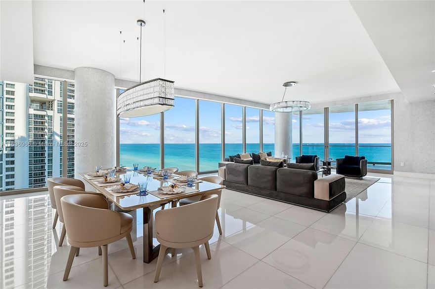 Experience luxury living in this spectacular direct oceanfront corner 4 beds, 5.5 baths residence in the prestigious Boutique North Tower at the Estates at Acqualina. This turnkey home is fully finished and furnished, with state-of-the-art smart home automation system, custom closets, electric shades, elegant wallpaper, fireplace, high-end Fendi furniture, La Cornue gas range and pizza oven. The residence also includes a service quarter with its own bathroom, two terraces, summer kitchen, and a sauna. The Estates at Acqualina offer a five-star exceptional services and amenities, including a Greek restaurant Avra, multiple pools, spa, fitness center, bowling alley, ice-skating rink, movie theater, Formula One and Golf simulators, FlowRider surfing, basketball court, soccer field, and more.